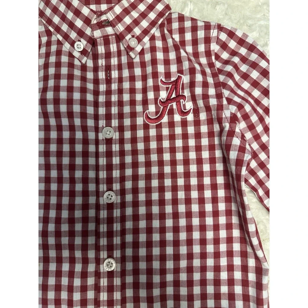 Garb Team Boys 2T Alabama Crimson Tide Red/White Plaid Cotton Button-Up